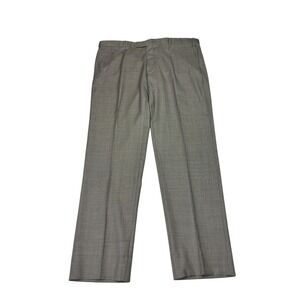 Zanella Parker Mens 40X33 Grey 100% Wool Flat Front Dress Pants Made in Italy